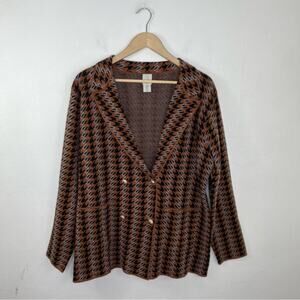 Joie Houndstooth Double Breasted Sweater Cardigan Blazer Jacket Size XL